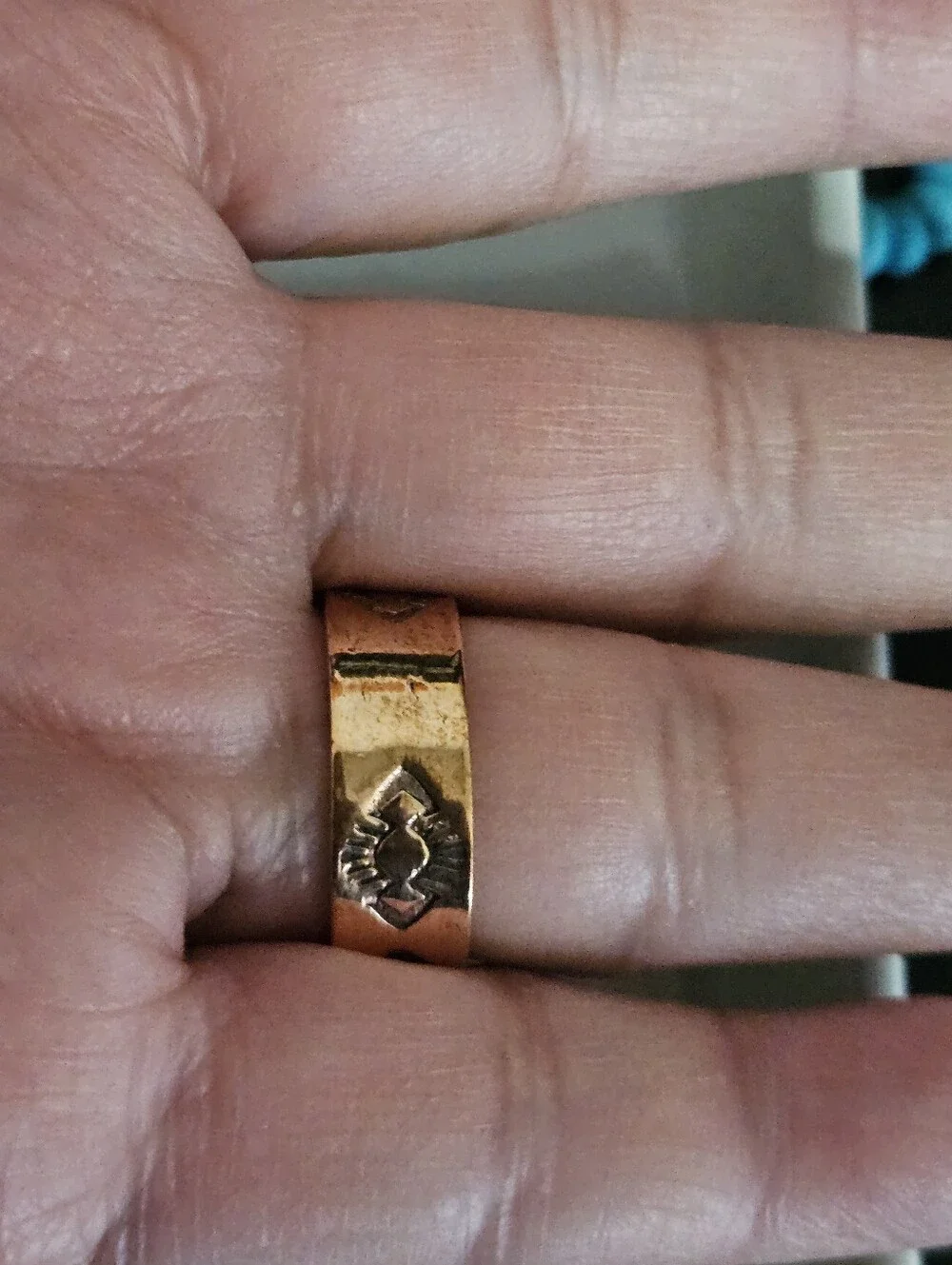 HONEY DAHLIA TURQUOISE RING COPPER ADJUSTABLE SIZE 6 - 9